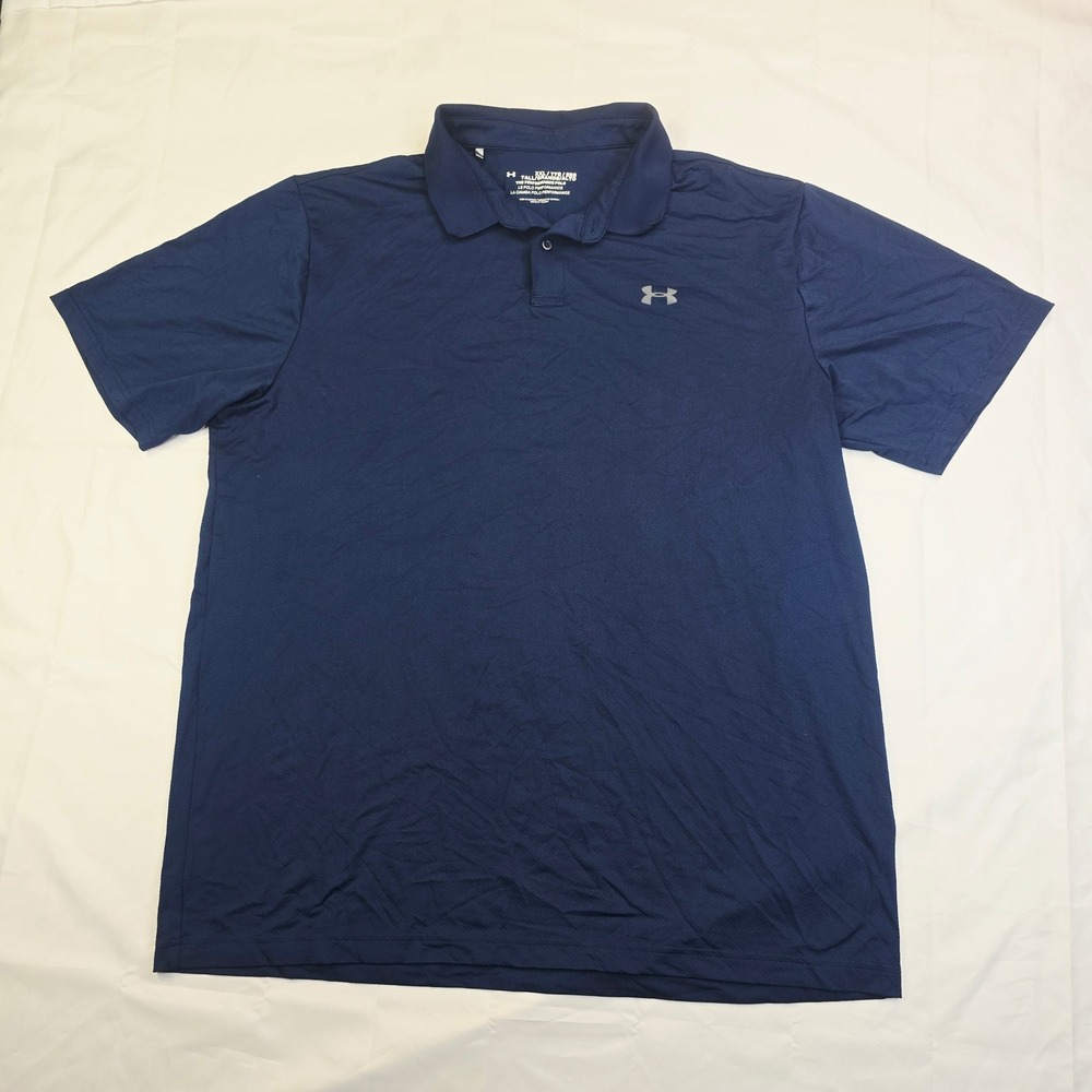 Under Armour Men's Performance Polo XXL Navy Blue Short Sleeve Golf Shirt F51